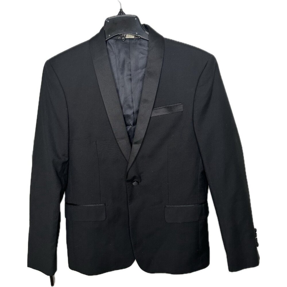Vitarelli Italy Men’s Black Tuxedo Jacket One Button with Satin Shawl Lapels 38S